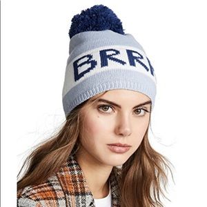 NWT Kate Spade Blue Knit Brrr Pompom Beanie Hat